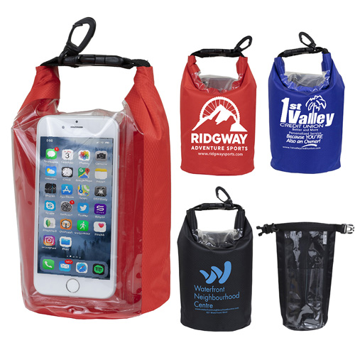 7.5” W x 10.5” H “The Navagio” 2.5 Liter Water Resistant Dry Bag With Clear Pocket Window