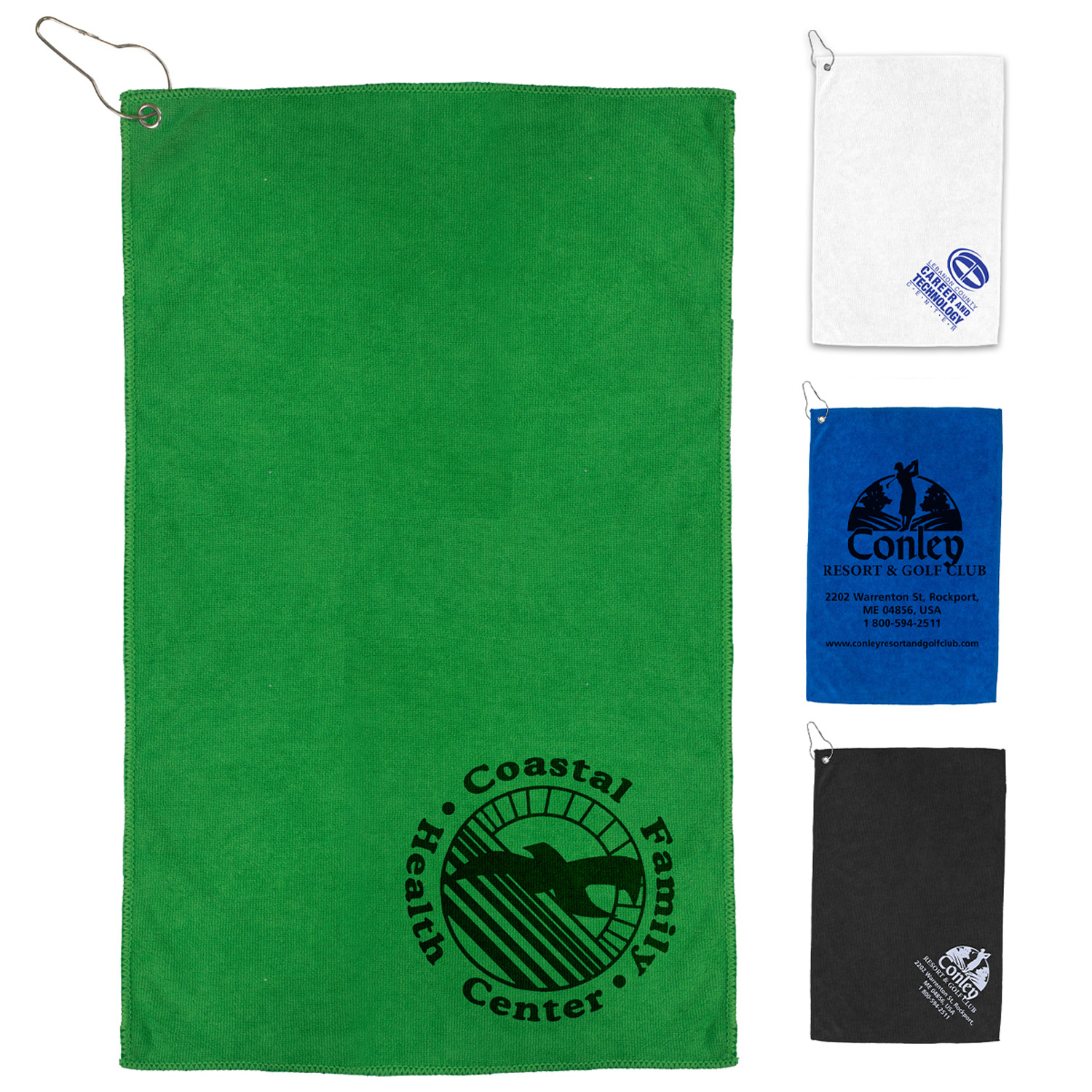 “The Iron” 300 GSM Heavy Duty Microfiber Golf Towel with Metal Grommet and Clip 12" x 18"