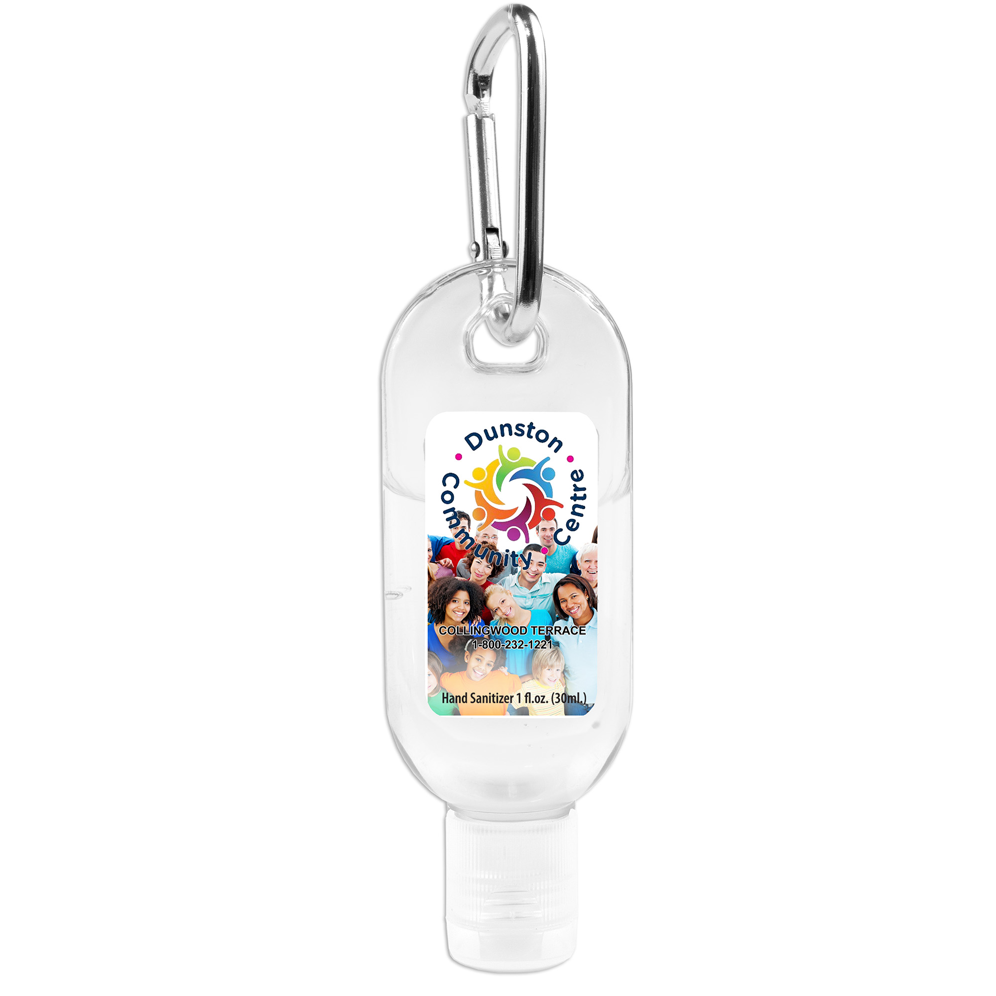“SanGo” 1.0 oz Hand Sanitizer Antibacterial Gel in Flip-Top Bottle with Carabiner
