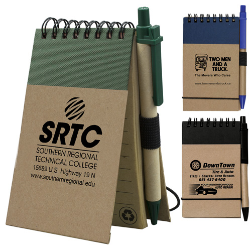 "Arcata" Recycled Jotter Notepad Notebook with Matching Color Recycled Paper Pen