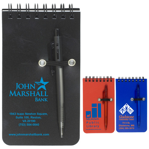 "Monterey" Pocket Sized Spiral Jotter Notepad Notebook with Pen