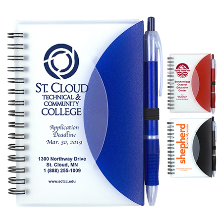 "Cupertino" Stylish Spiral Notepad Notebook with Matching Color Pen