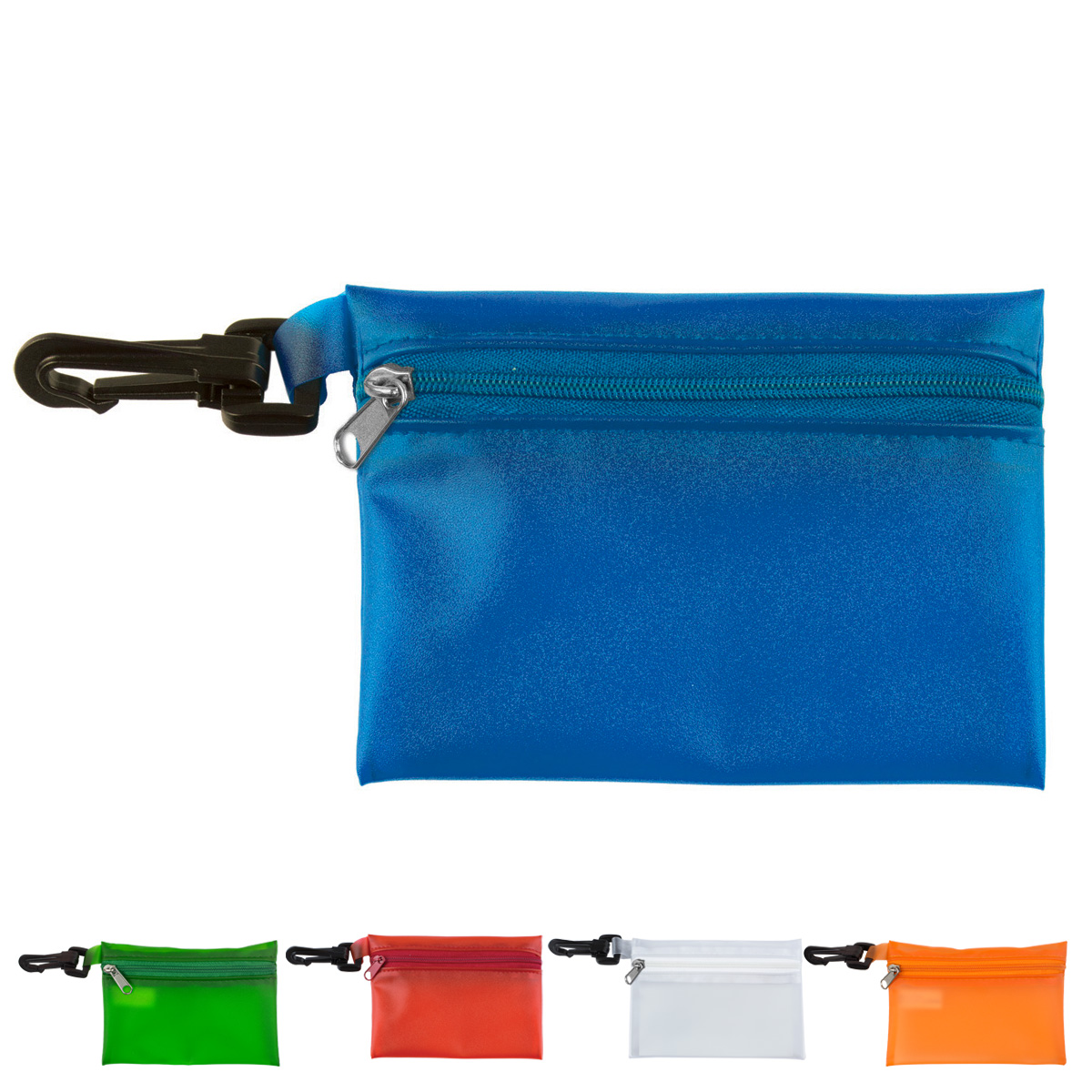4-7/8 W x 3-1/8" H - “Bali” Translucent Zipper Storage Pouch with Plastic Hook