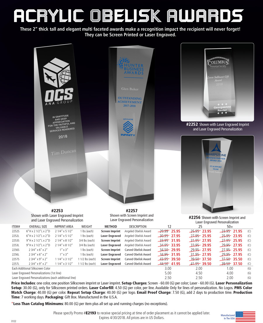 Acrylic Obelisk Awards