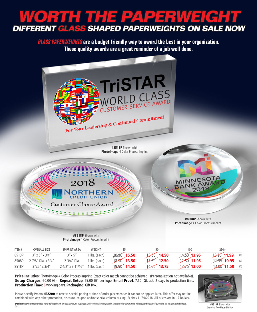 8518 8513 8508 Paperweight Awards