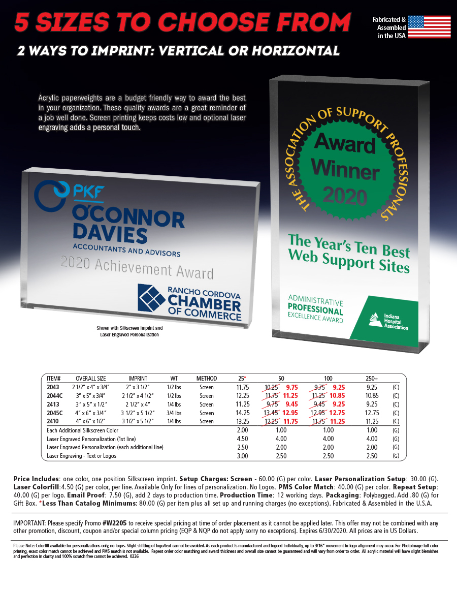 Acrylic Paperweight Awards