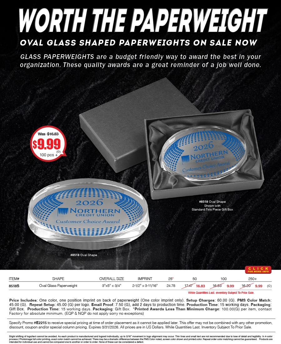 8518 Glass Paperweights