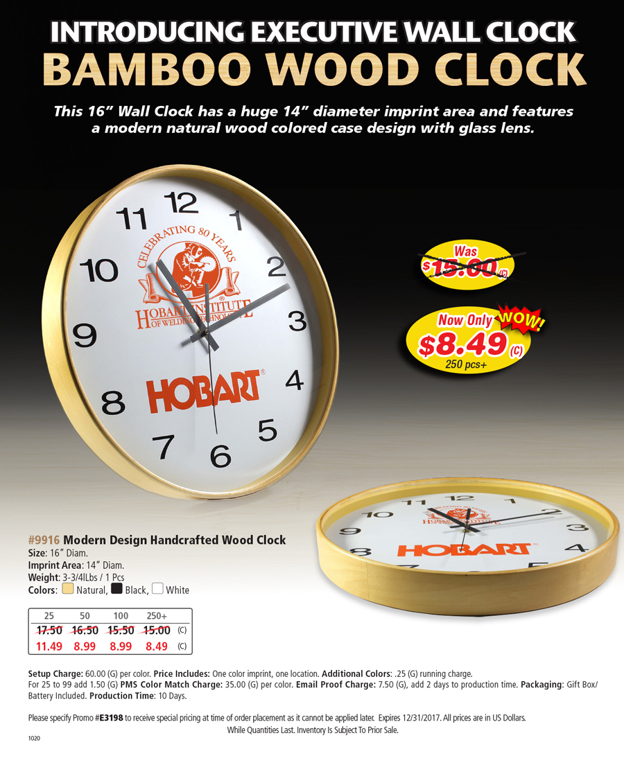 9916 Modern Design Handcrafted Wood Clock