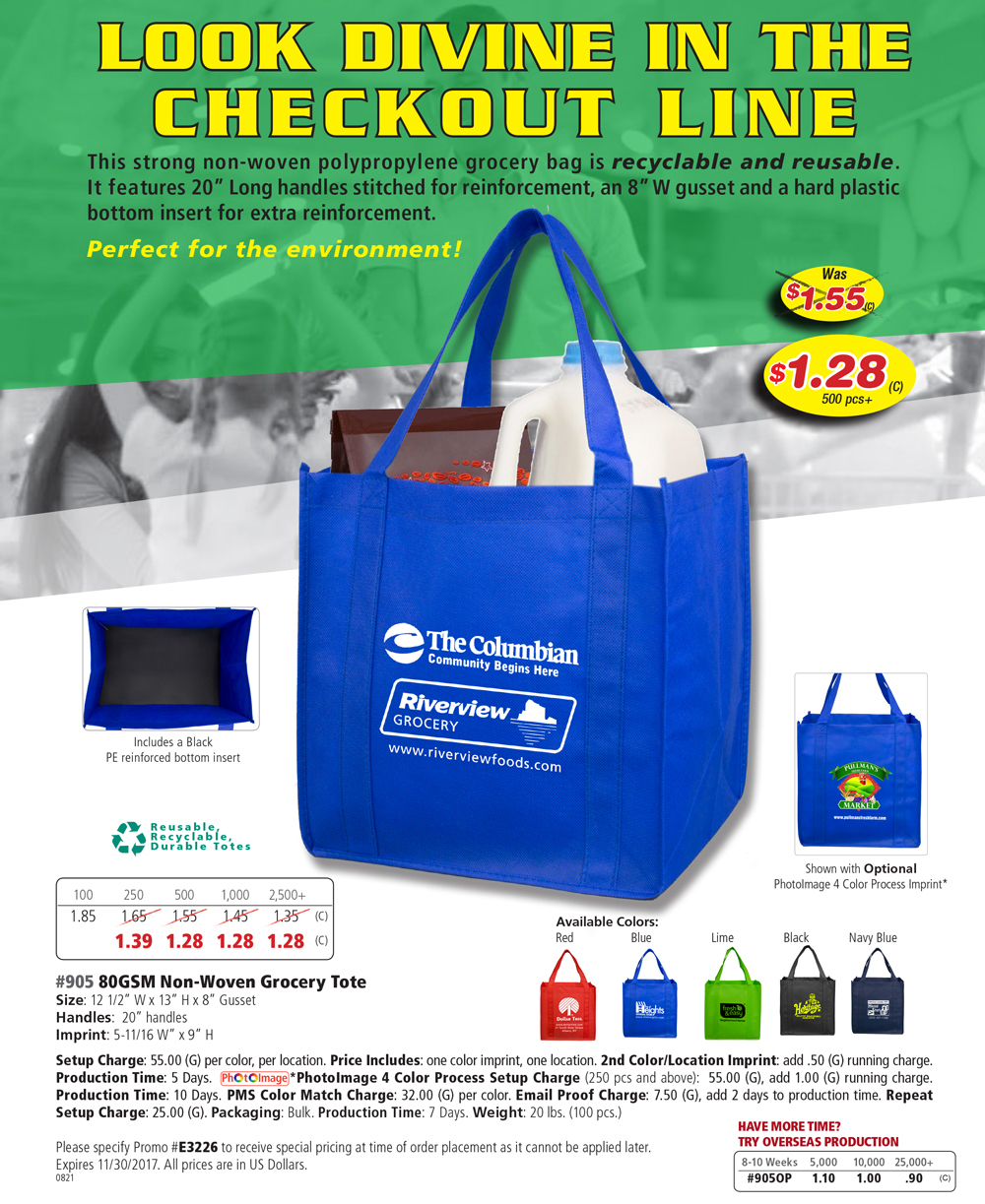 #905 80GSM Reusable Grocery Totes