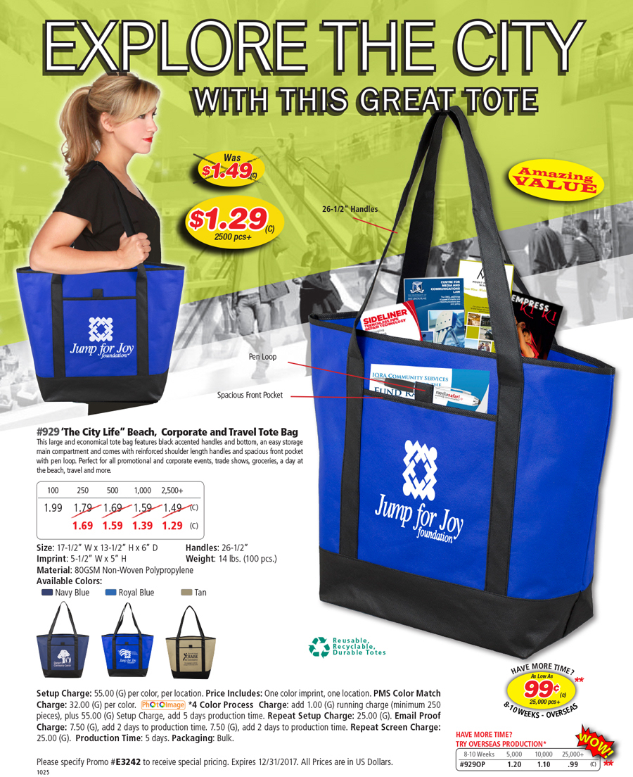 929 80GSM Non-Woven -The City Life- Tote Bag