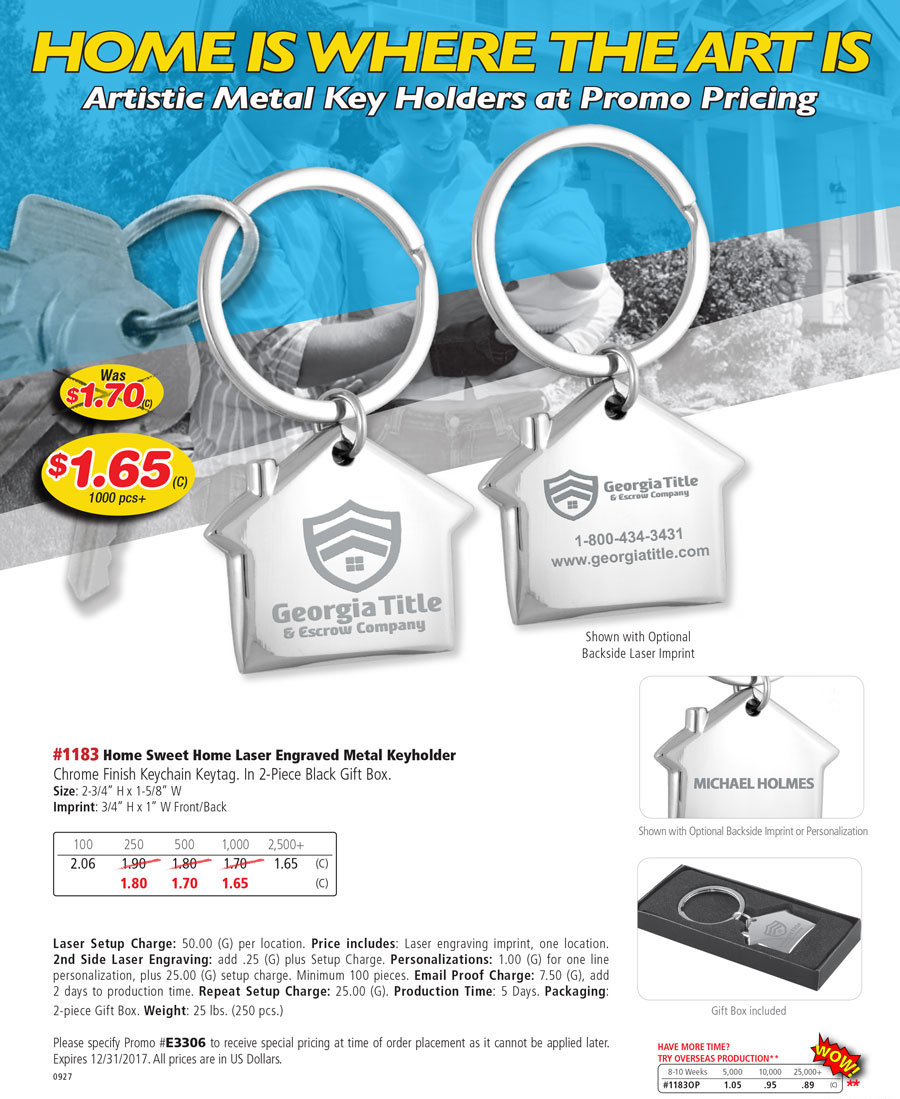 1183 Home Sweet Home Laser Engraved Metal Keyholder
