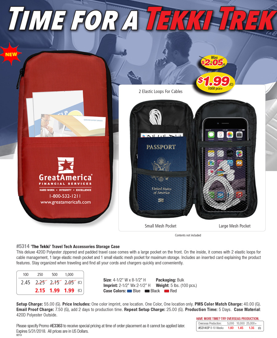 5314 The Tekki Travel Tech Accessories Storage Case