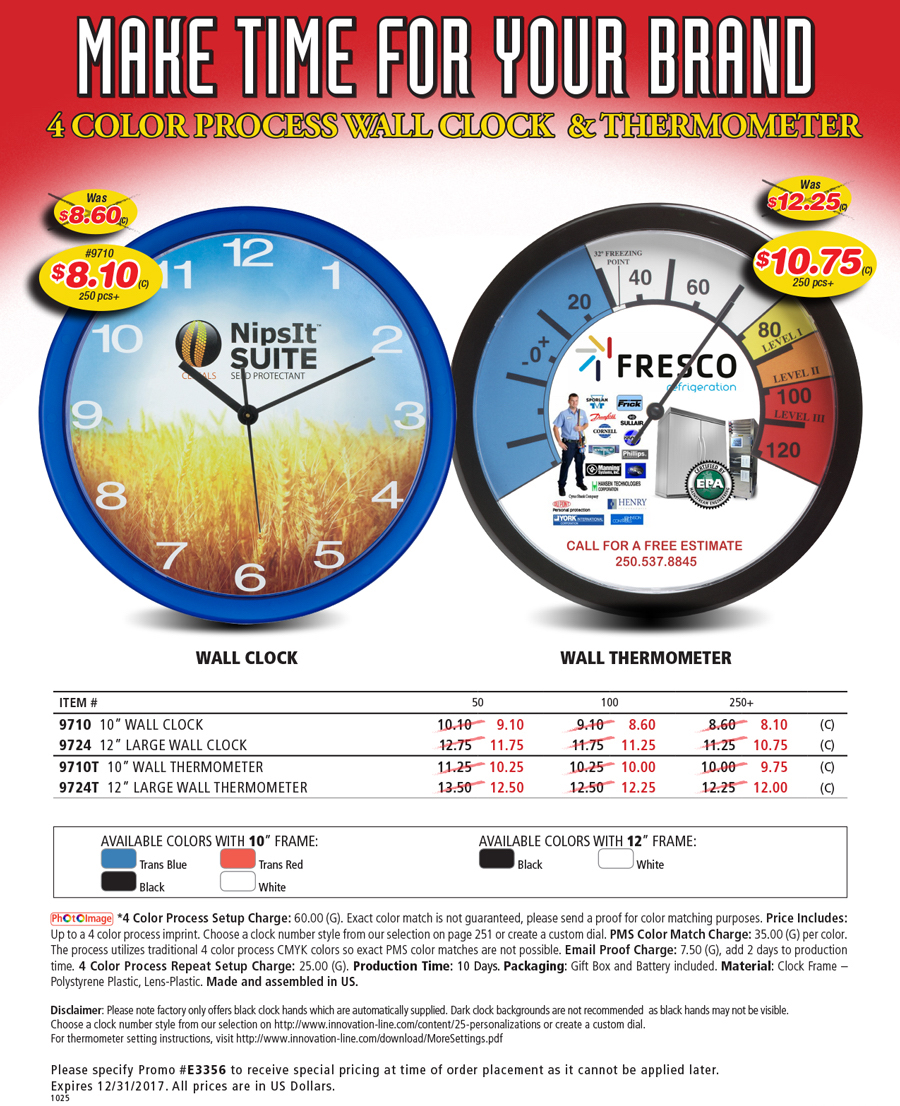 9724 9710 Wall Clocks and 9724T 9710T Wall Thermometers