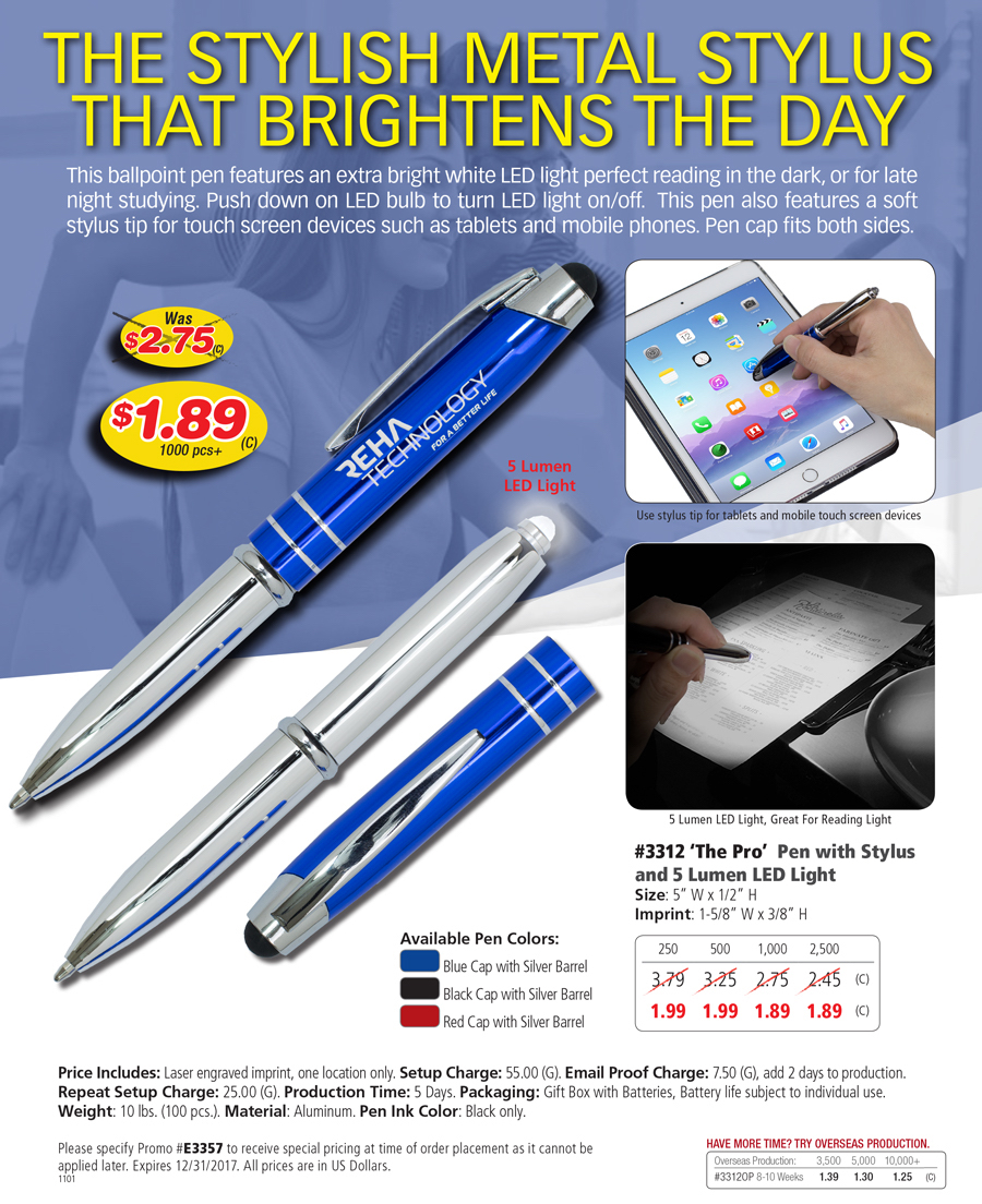 3312 Pen with Stylus and 5 Lumen LED Light