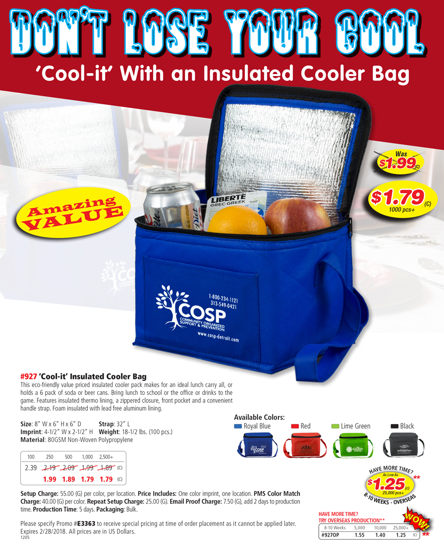 927 80GSM Non-Woven -Cool-it- Insulated Cooler Bag