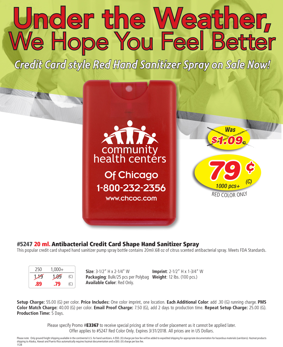 Antibacterial Credit Card Shape Hand Sanitizer Spray