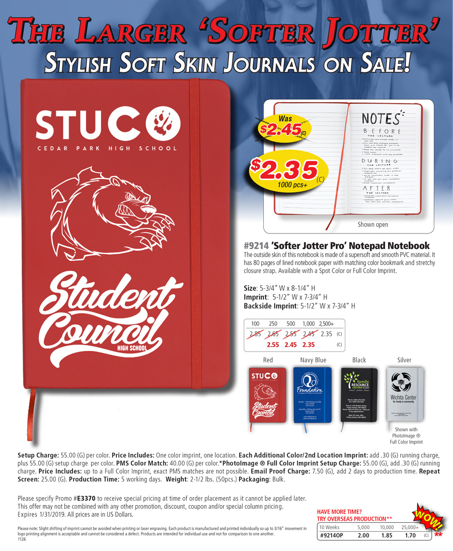 9214 Larger Softer Jotter Notebook Notepad