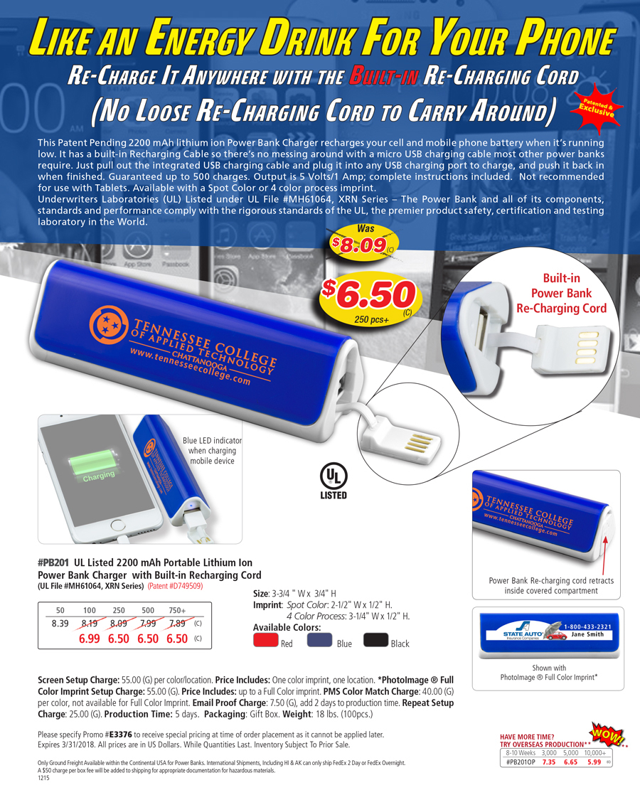 PB201 Portable Power Bank Charger