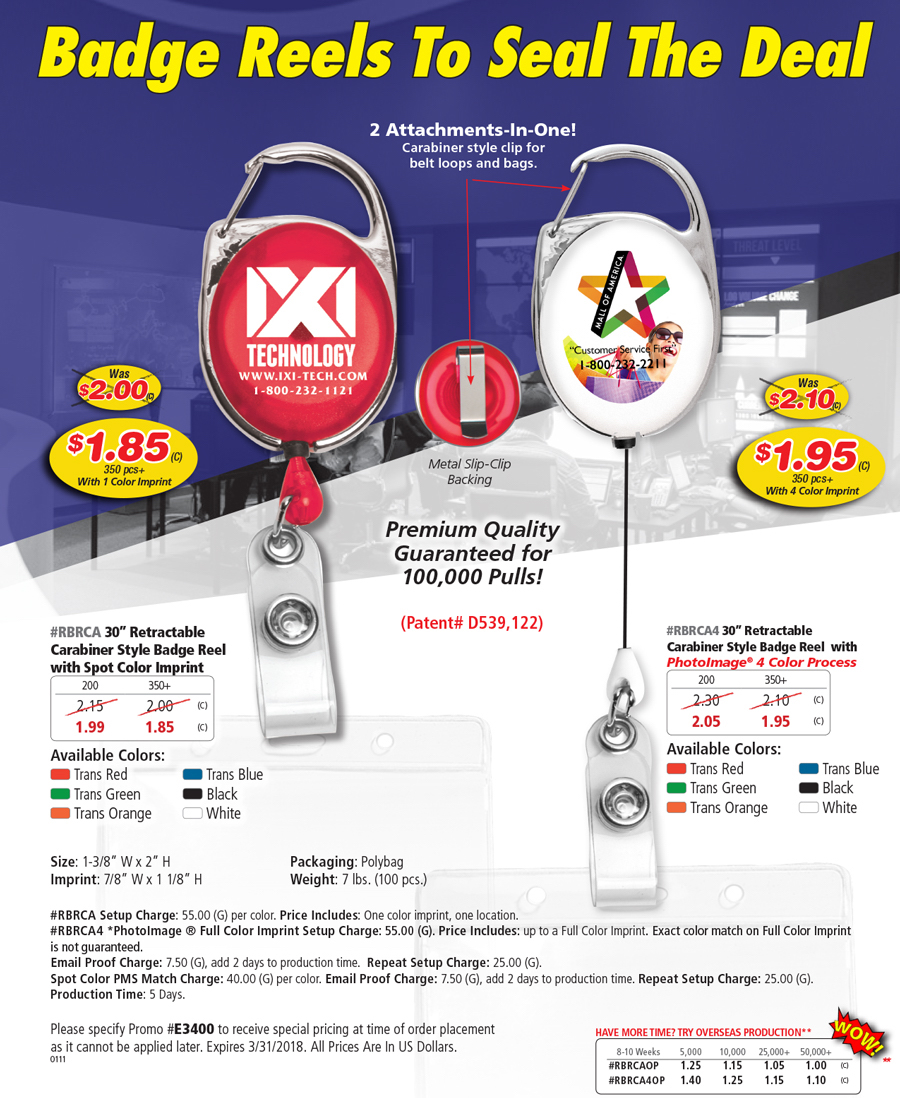 Retractable Carabiner Style Badge Reel