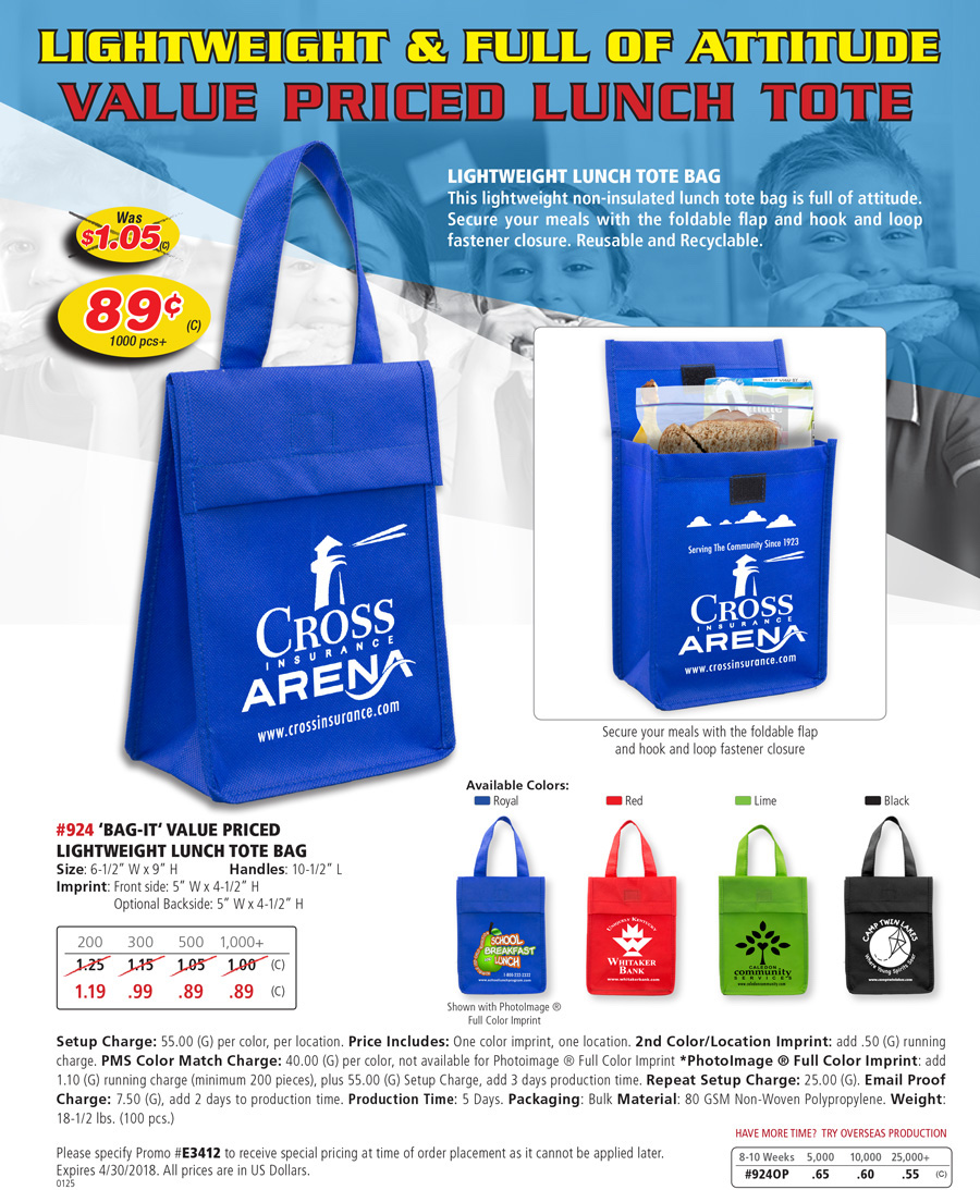 924 Value Priced Lightweight Lunch Tote