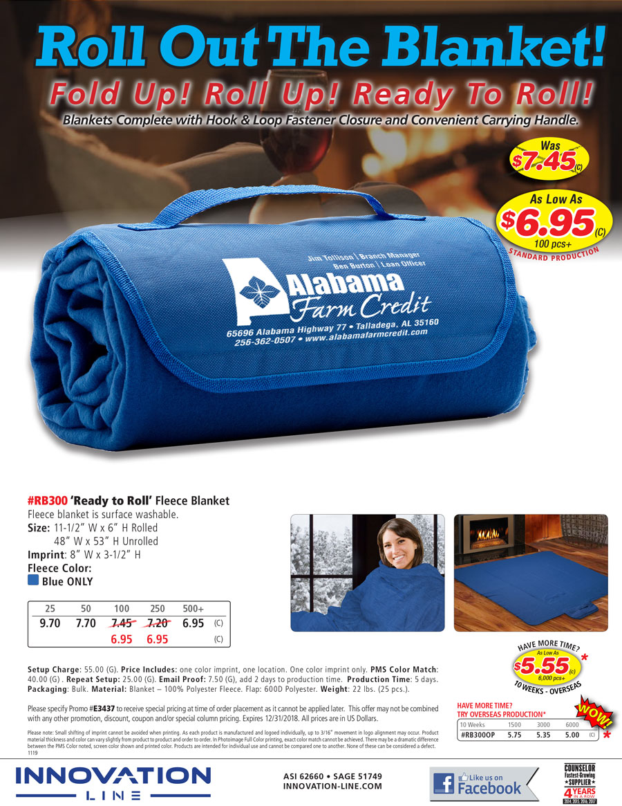 RB300 Ready to Roll Fleece Blanket