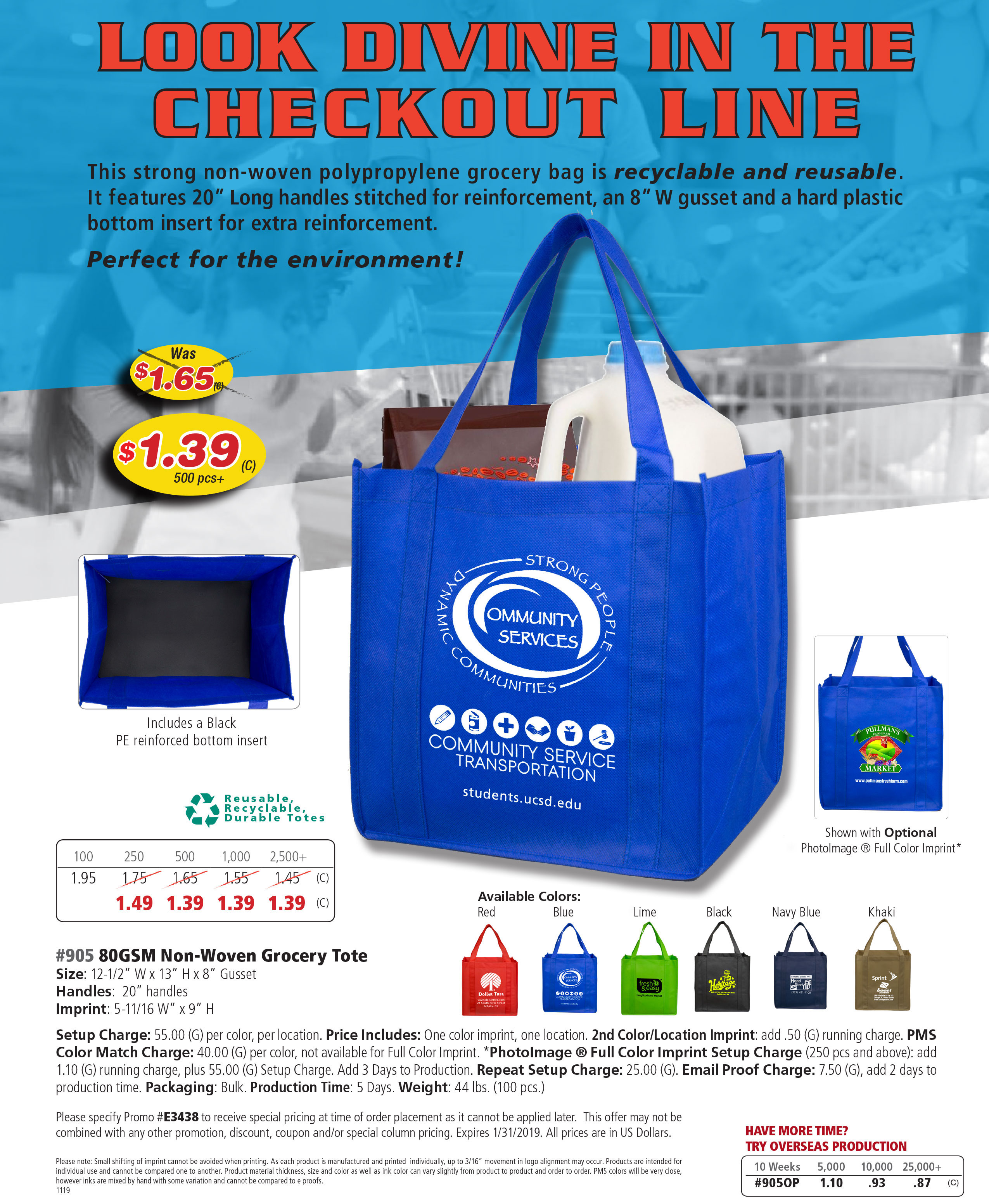 #905 80GSM Reusable Grocery Totes