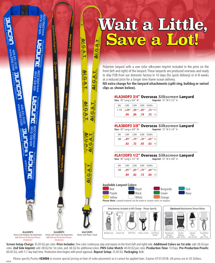 Overseas Lanyards LA34OP LA38OP LA12OP