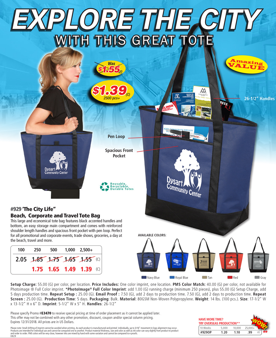 929 80GSM Non-Woven -The City Life- Tote Bag