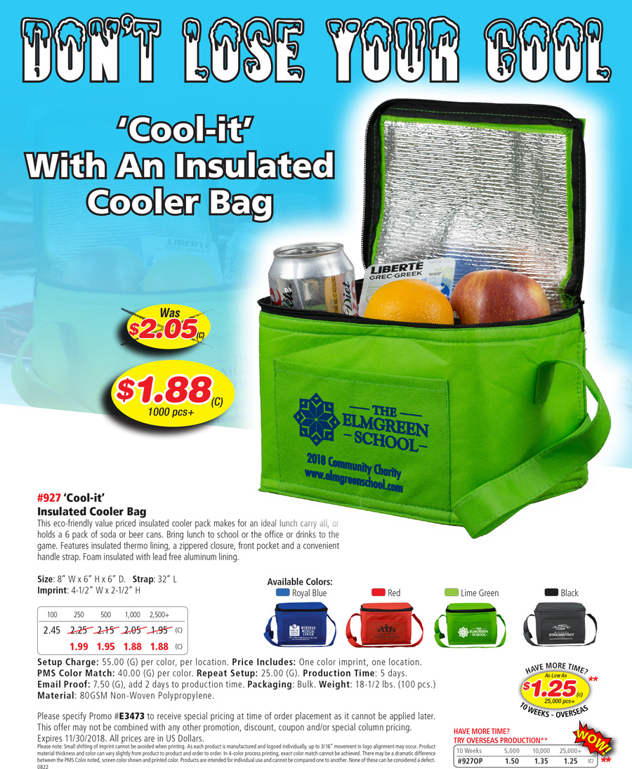 927 80GSM NonWoven Coolit Insulated Cooler Bag