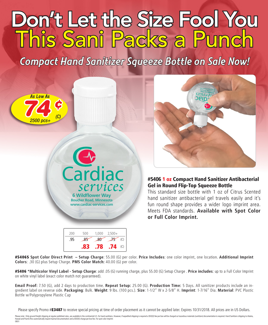 5406 Compact Hand Sanitizer Squeeze Bottle