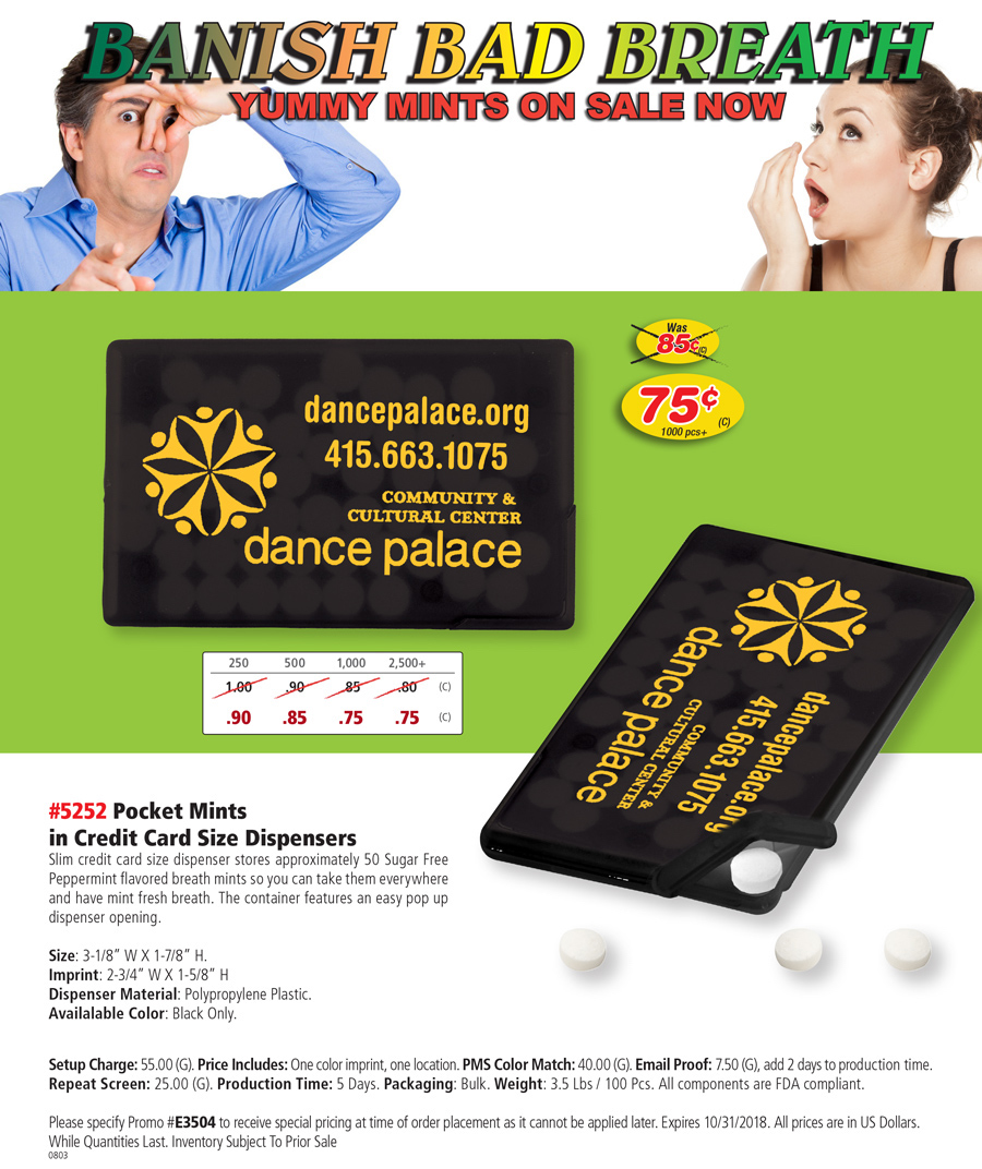 5252 Pocket Mints in Credit Card Size Dispensers