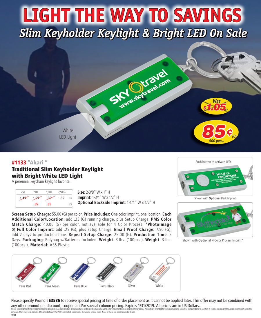 1133 Traditional Slim Keyholder Keylight with Bright White LED Light