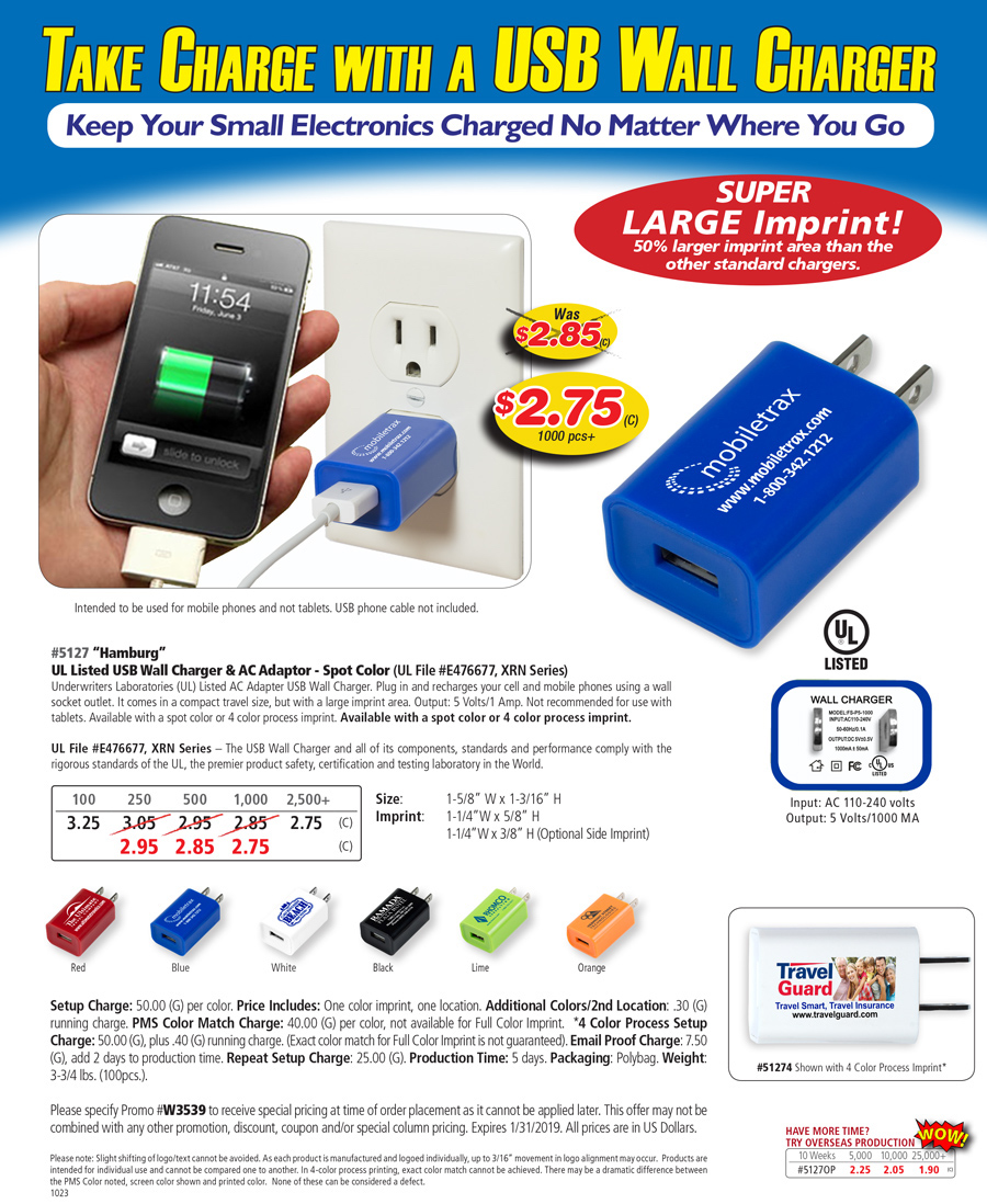 5127 Home & Travel USB Wall Charger
