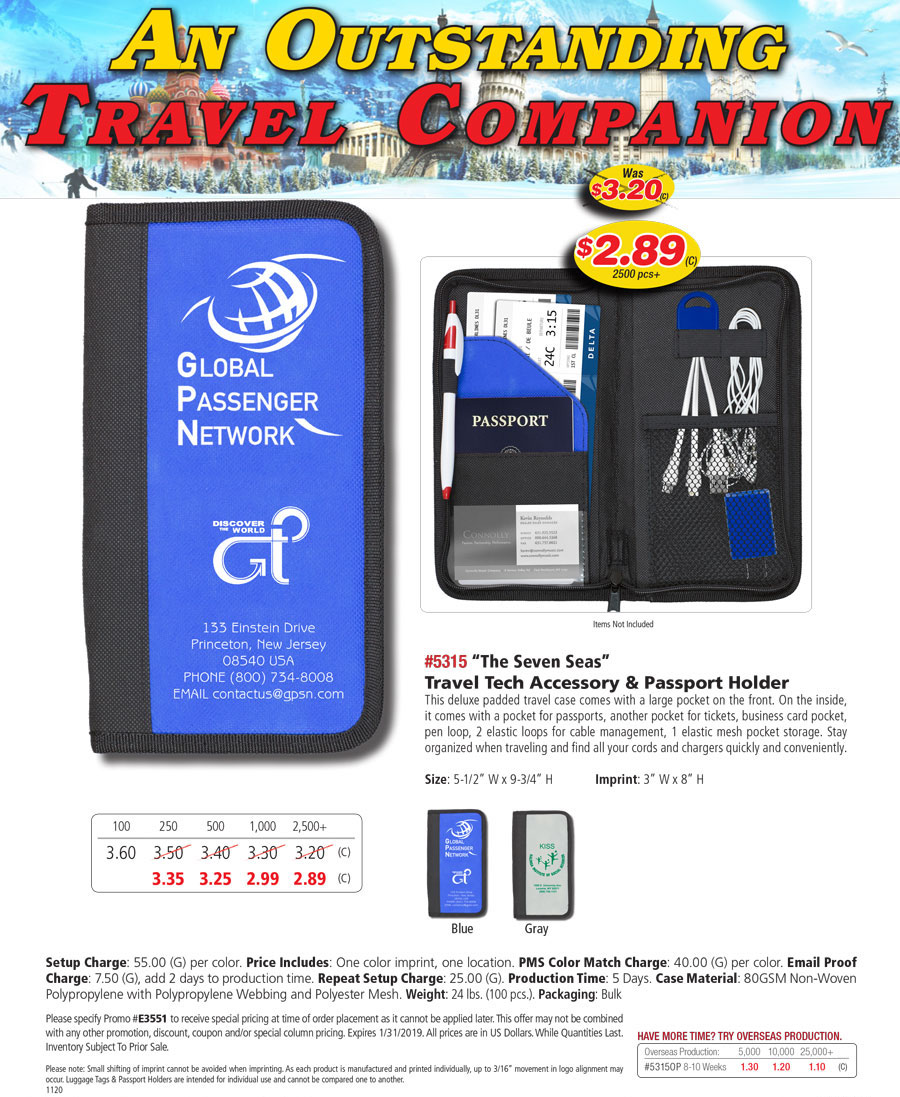  5315 The Seven Seas Travel Tech Accessory and Passport Holder