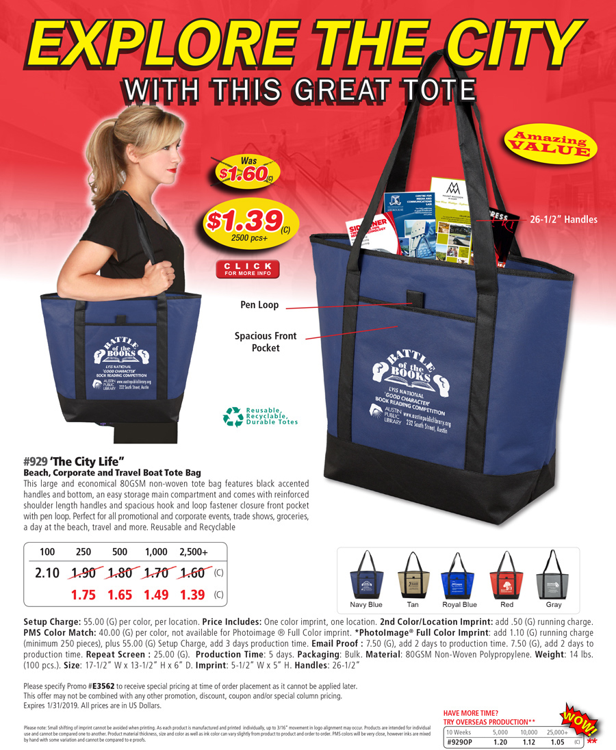 929 80GSM Non-Woven -The City Life- Tote Bag