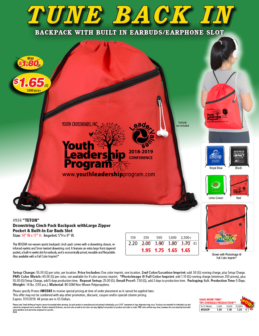 907 210D Polyester Drawstring Cinch Pack