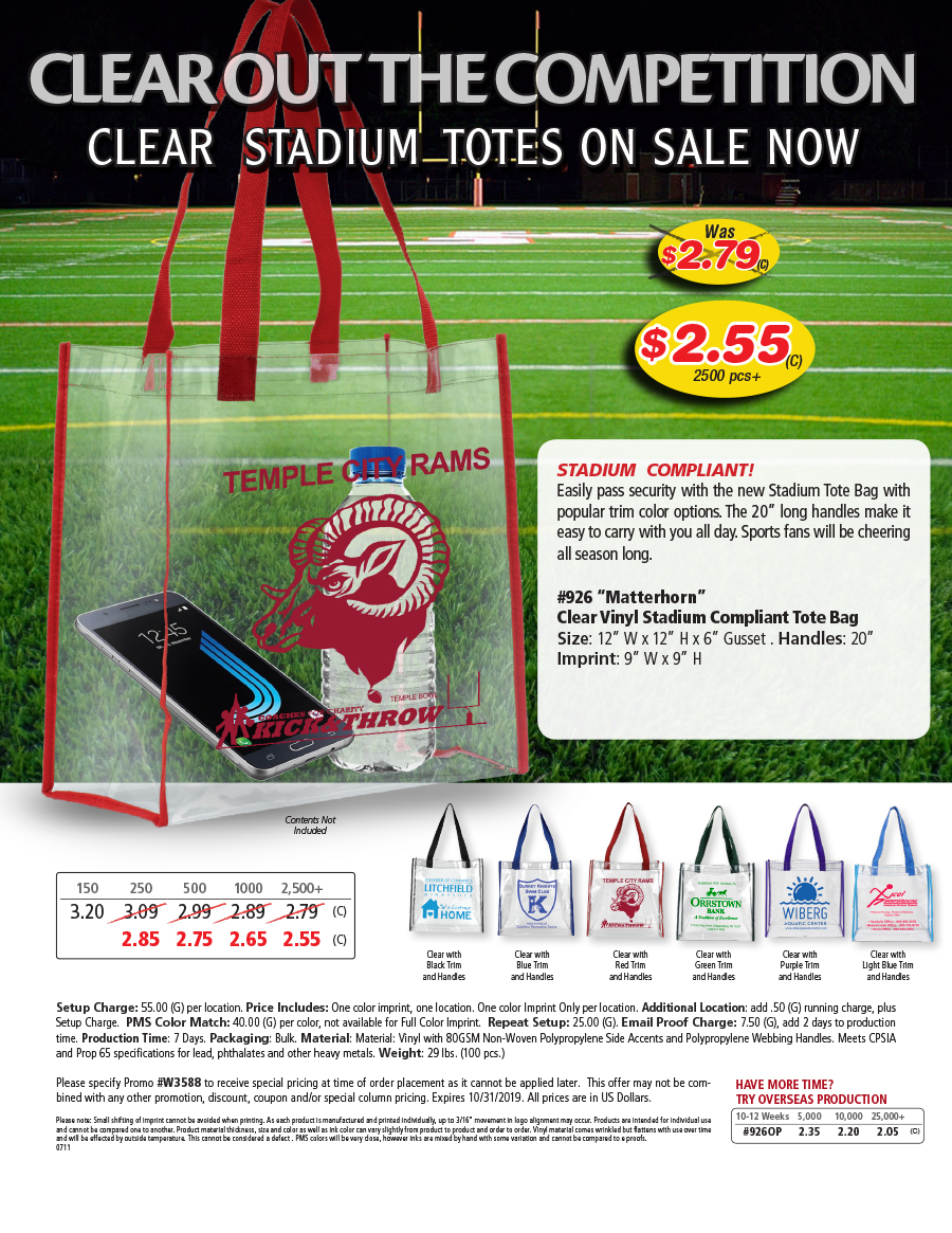 926 Clear PVC Stadium Tote Bag