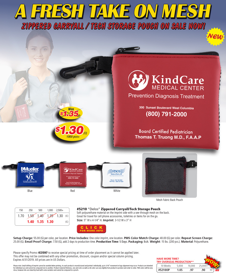 5210 Mesh Zipper Storage Pouch