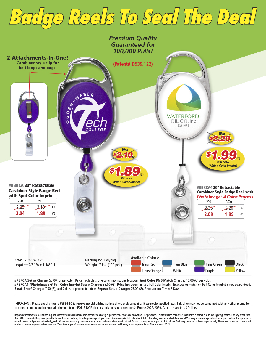 Retractable Carabiner Style Badge Reel