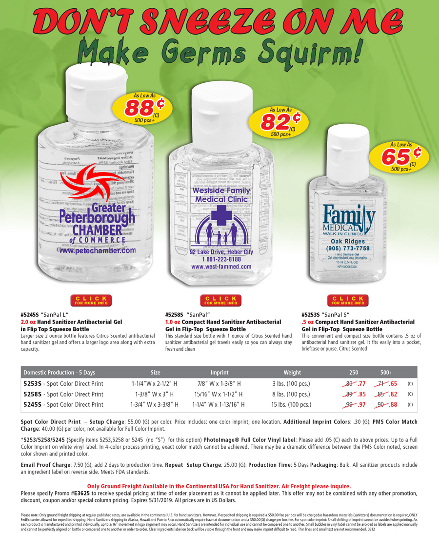 Hand Sanitizer Squeeze Bottle