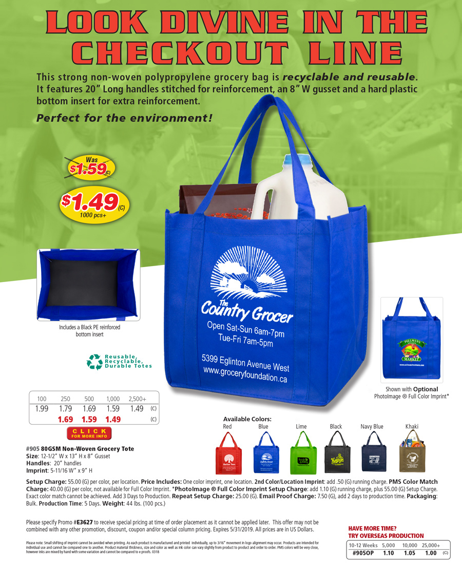 #905 80GSM Reusable Grocery Totes