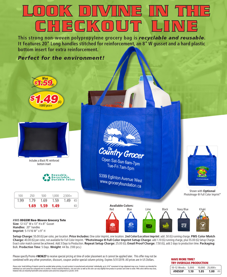 #905 80GSM Reusable Grocery Totes