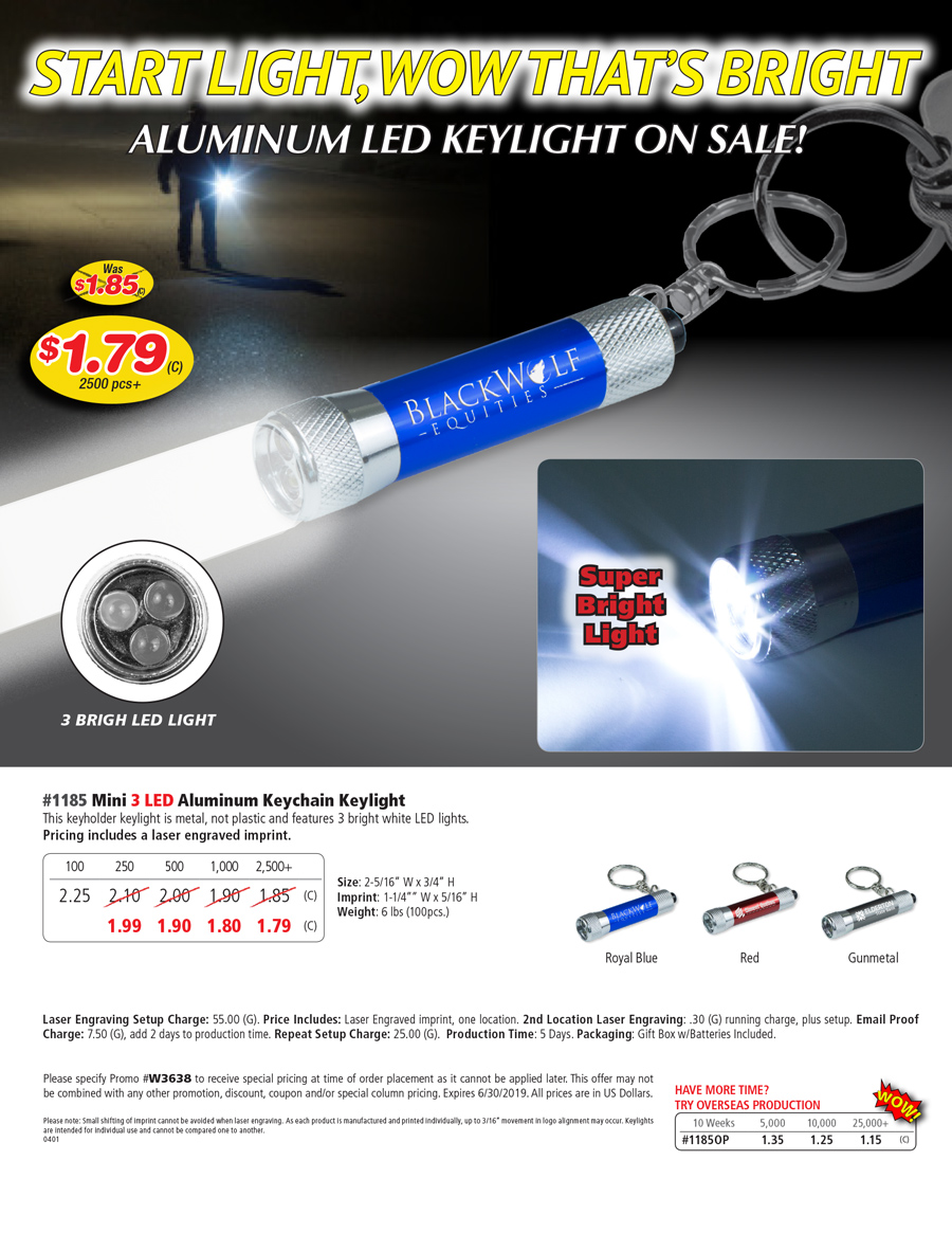 1185 Mini 3 LED Aluminum Keychain Keylight