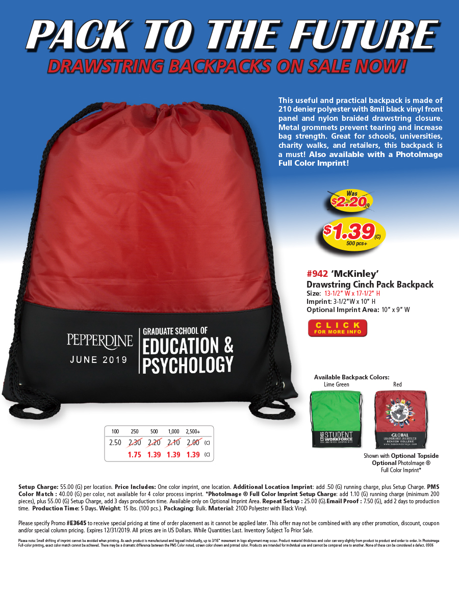 942 McKinley - Drawstring Cinch Pack Backpack