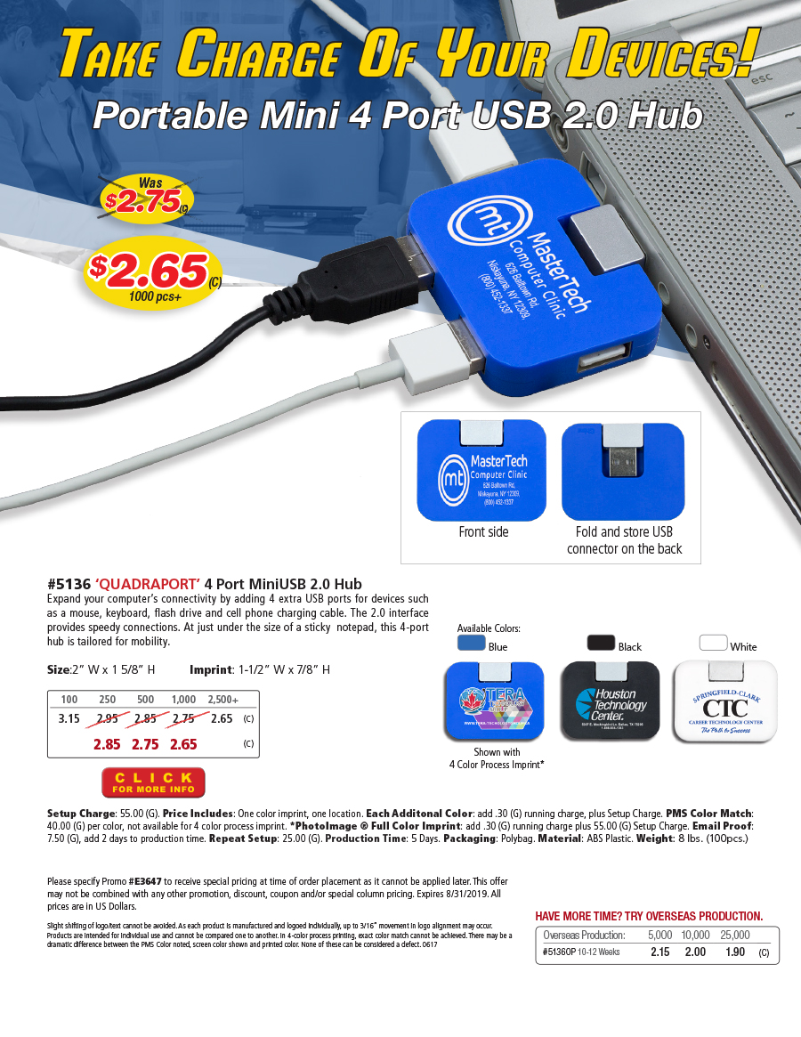 5136 Quadraport - 4 Port MiniUSB 2.0 Hub