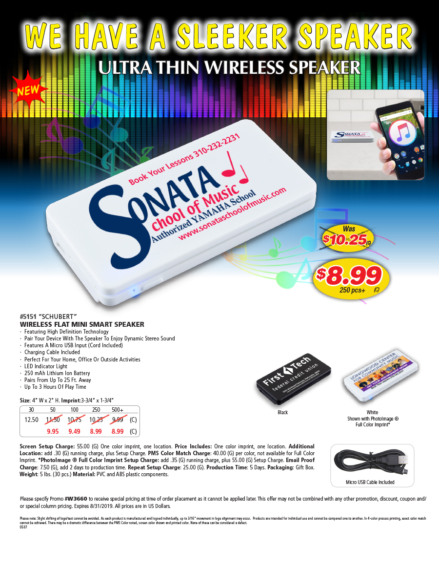 5151 Schubert - Wireless Flat Mini Smart Speaker