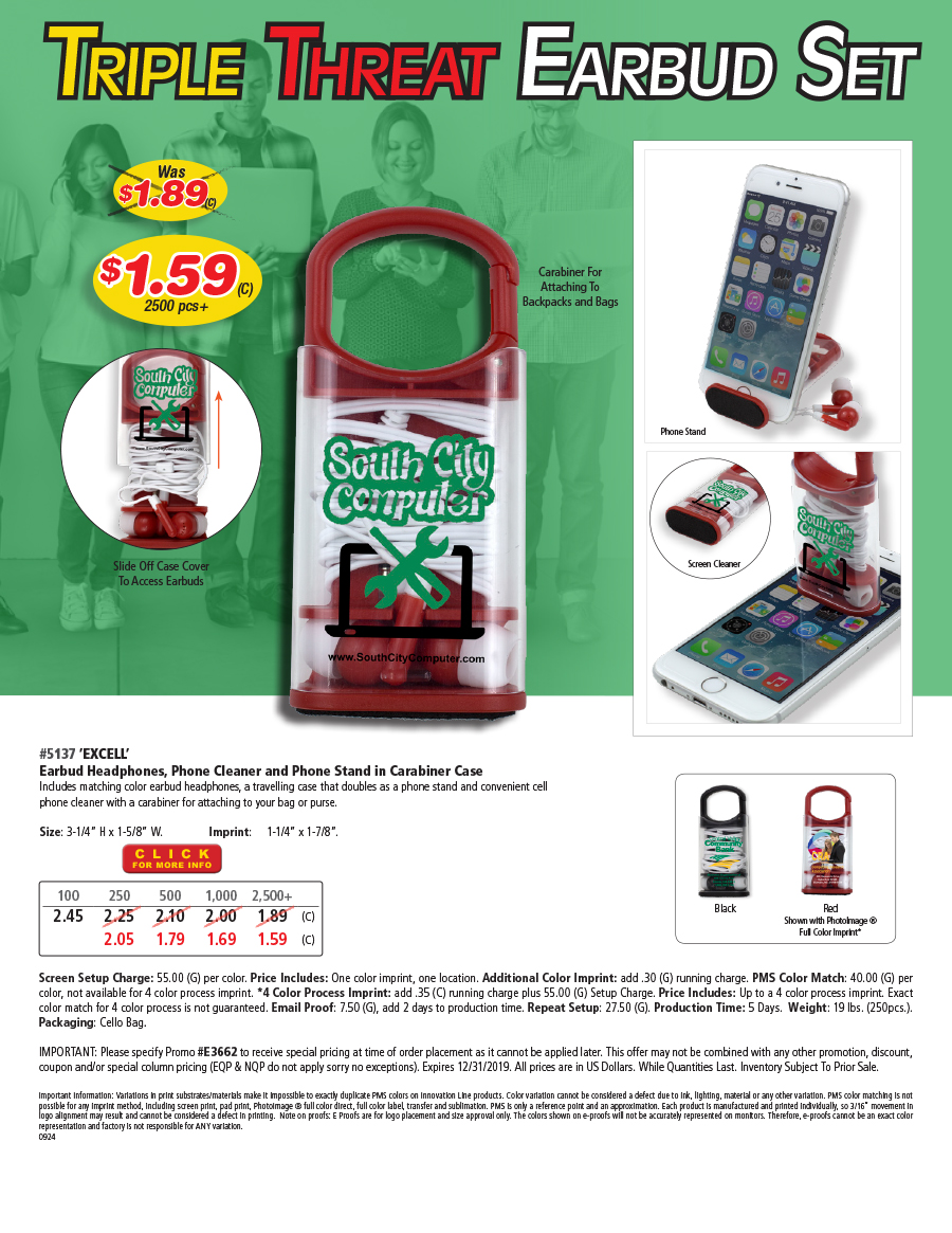 5137 Excel - Earbud and Phone Stand