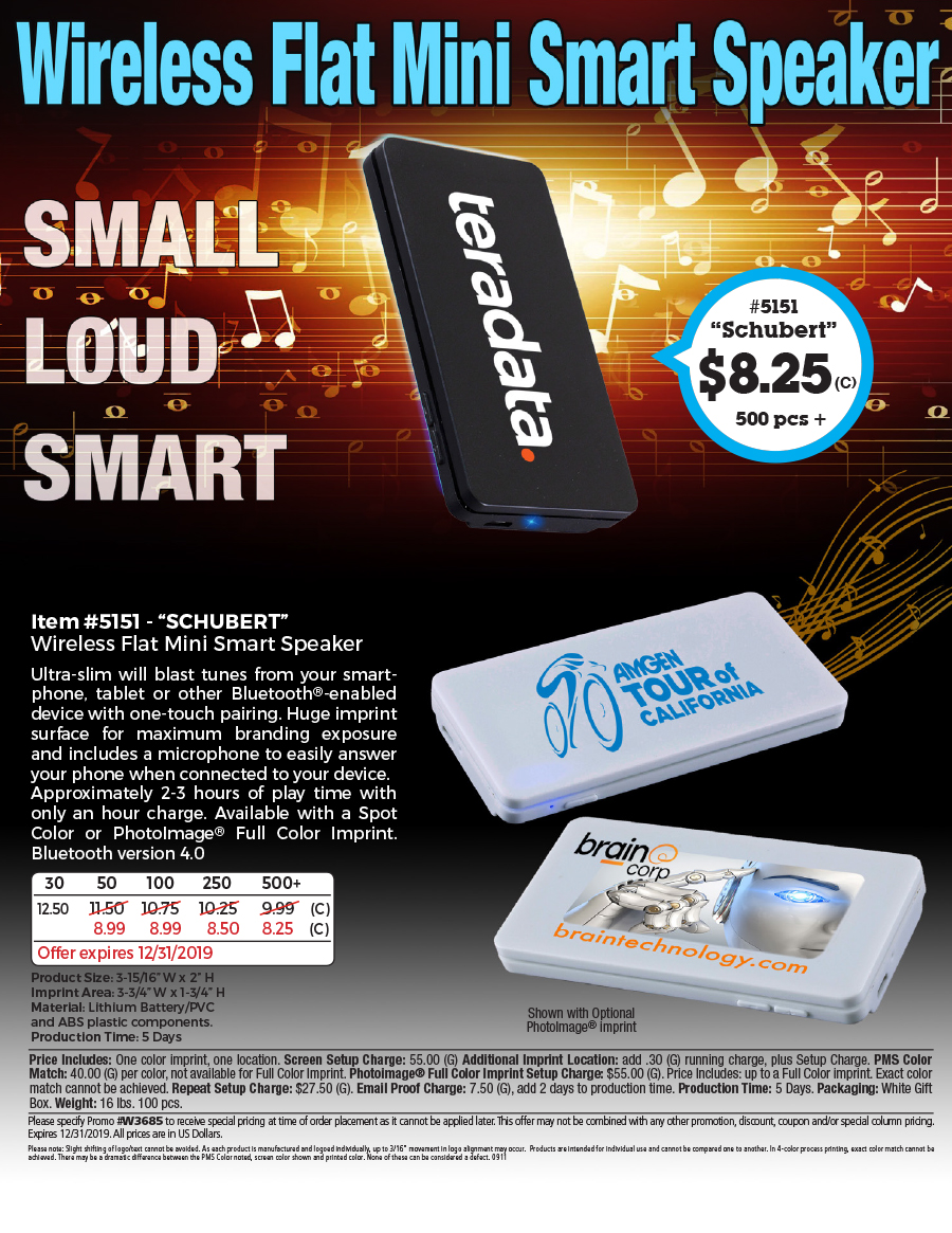 5151 Schubert - Wireless Flat Mini Smart Speaker