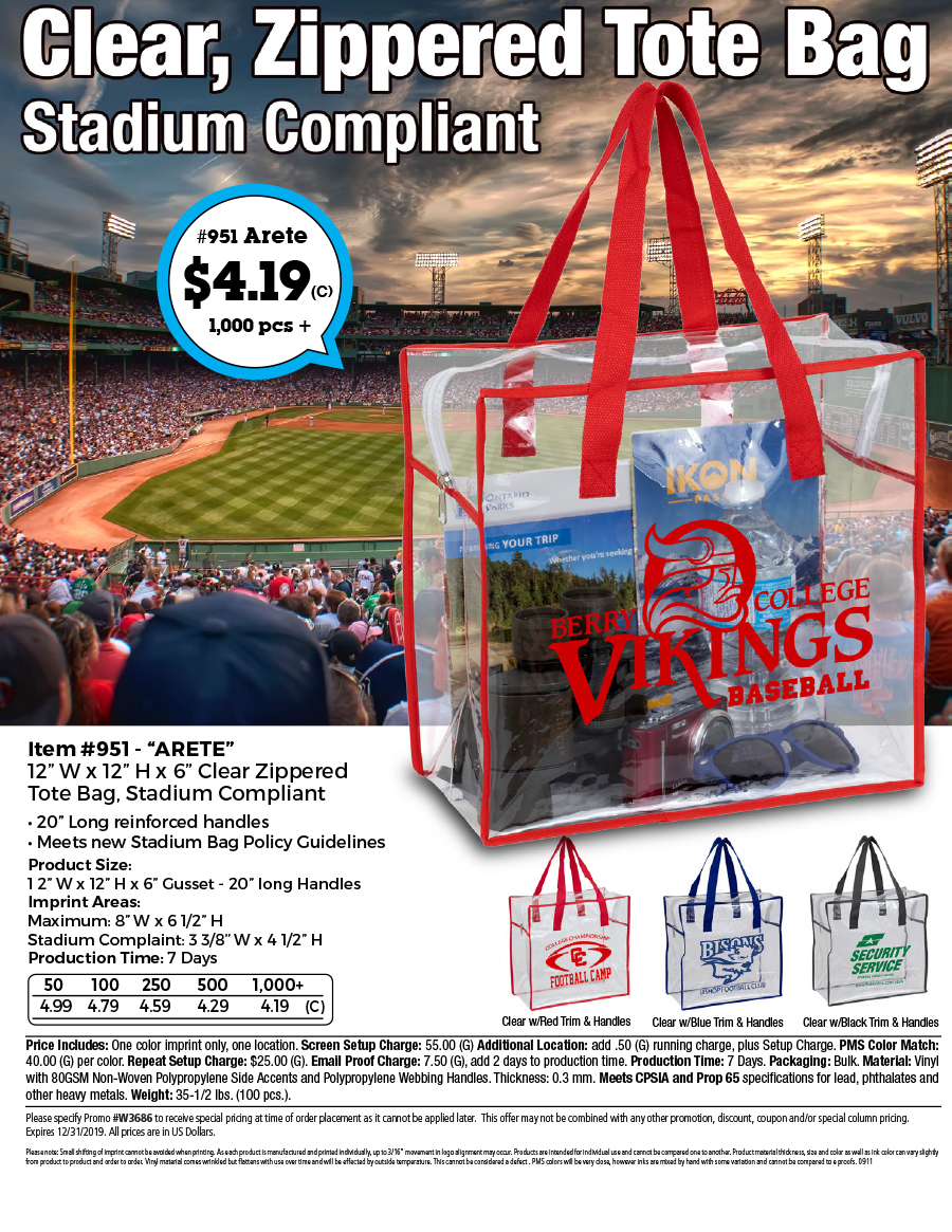951 Zippered Clear Stadium Tote