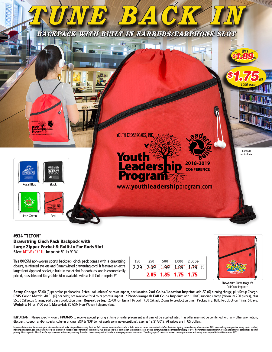 907 210D Polyester Drawstring Cinch Pack